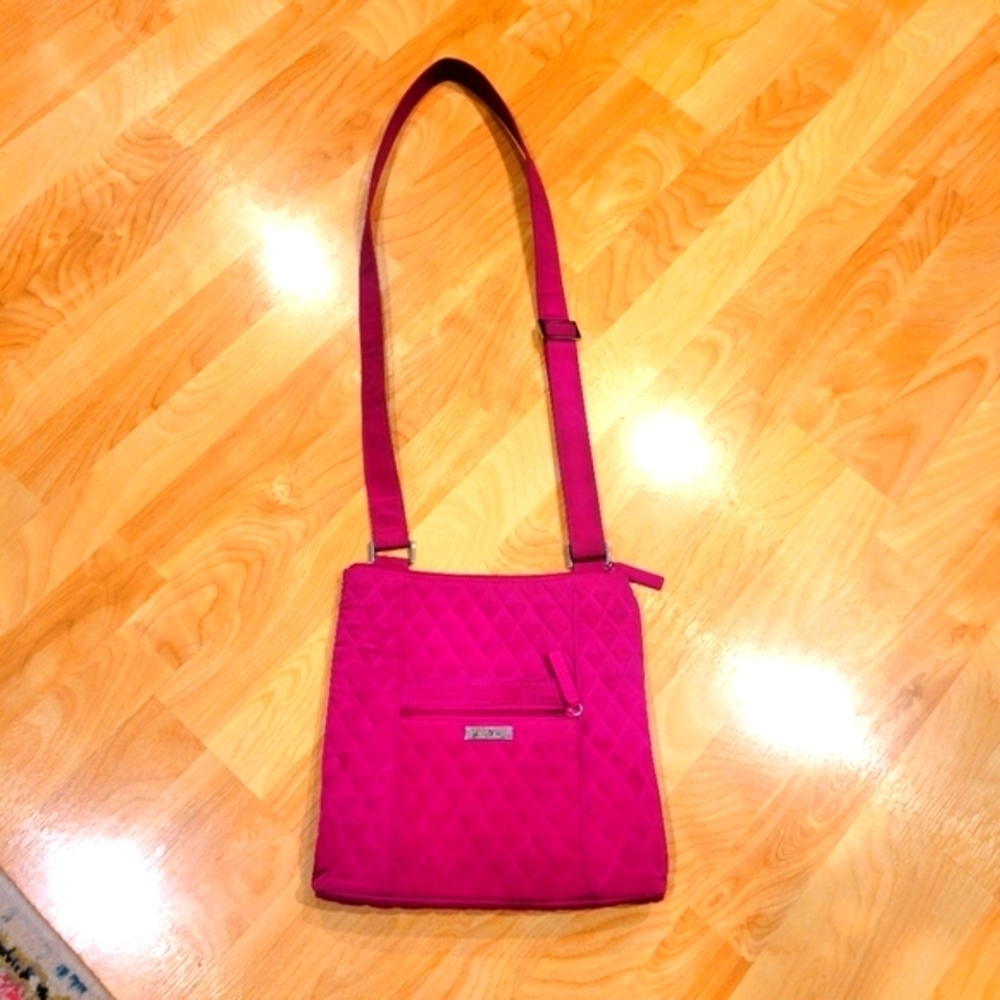 Vera Bradley Microfiber Hipster Quilted Crossbody Bag Fuchsia